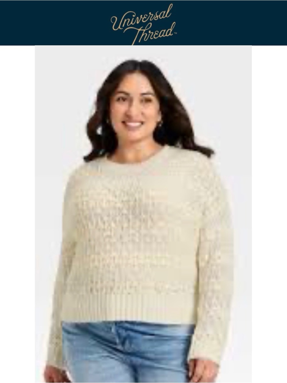 5/$30 Universal Thread Cream Textured Crewneck Sweater NWT L